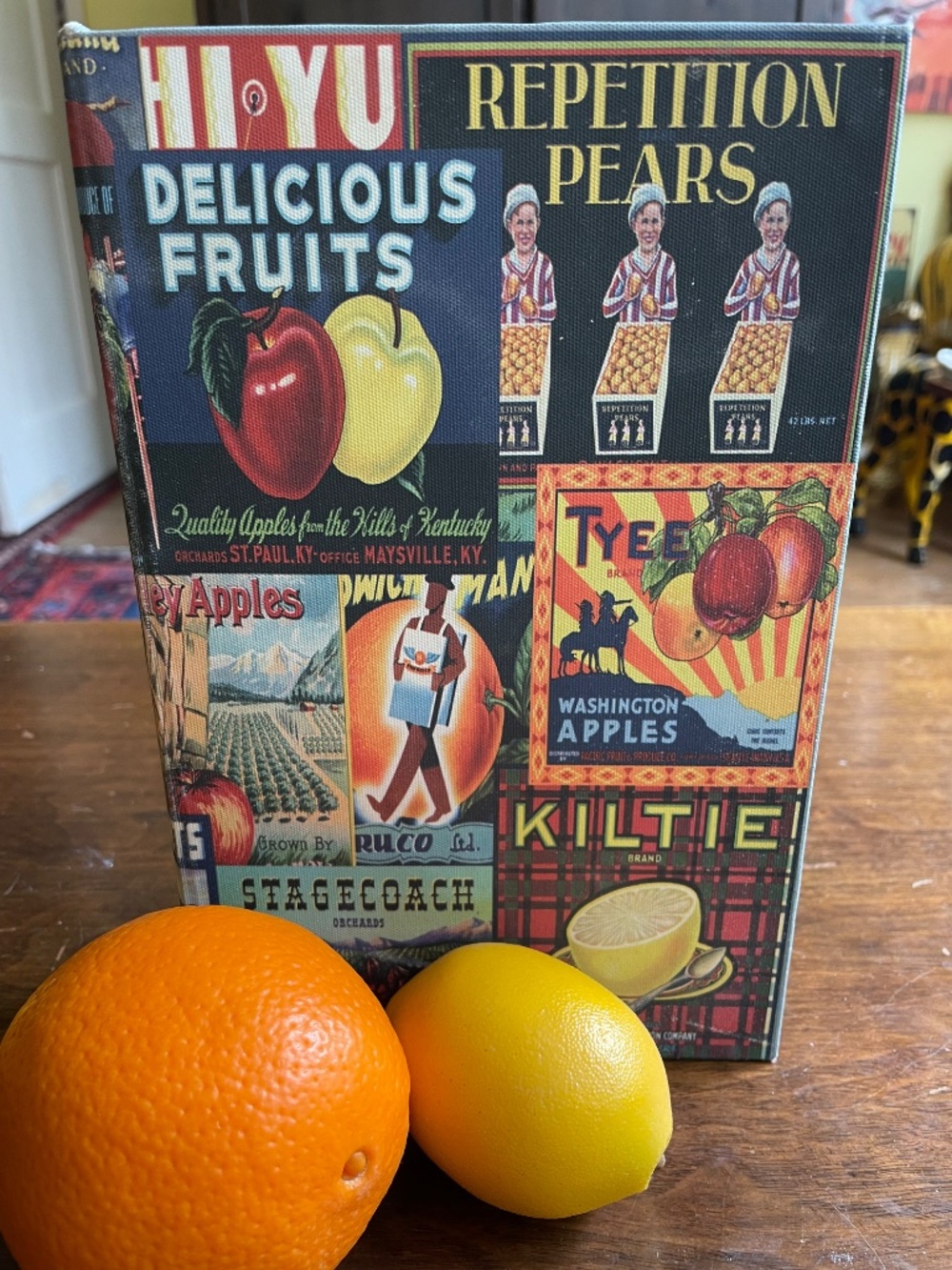 PRICE DROP! "Book" Storage Box with Orange Crate Design Cover - Picture 3 of 15
